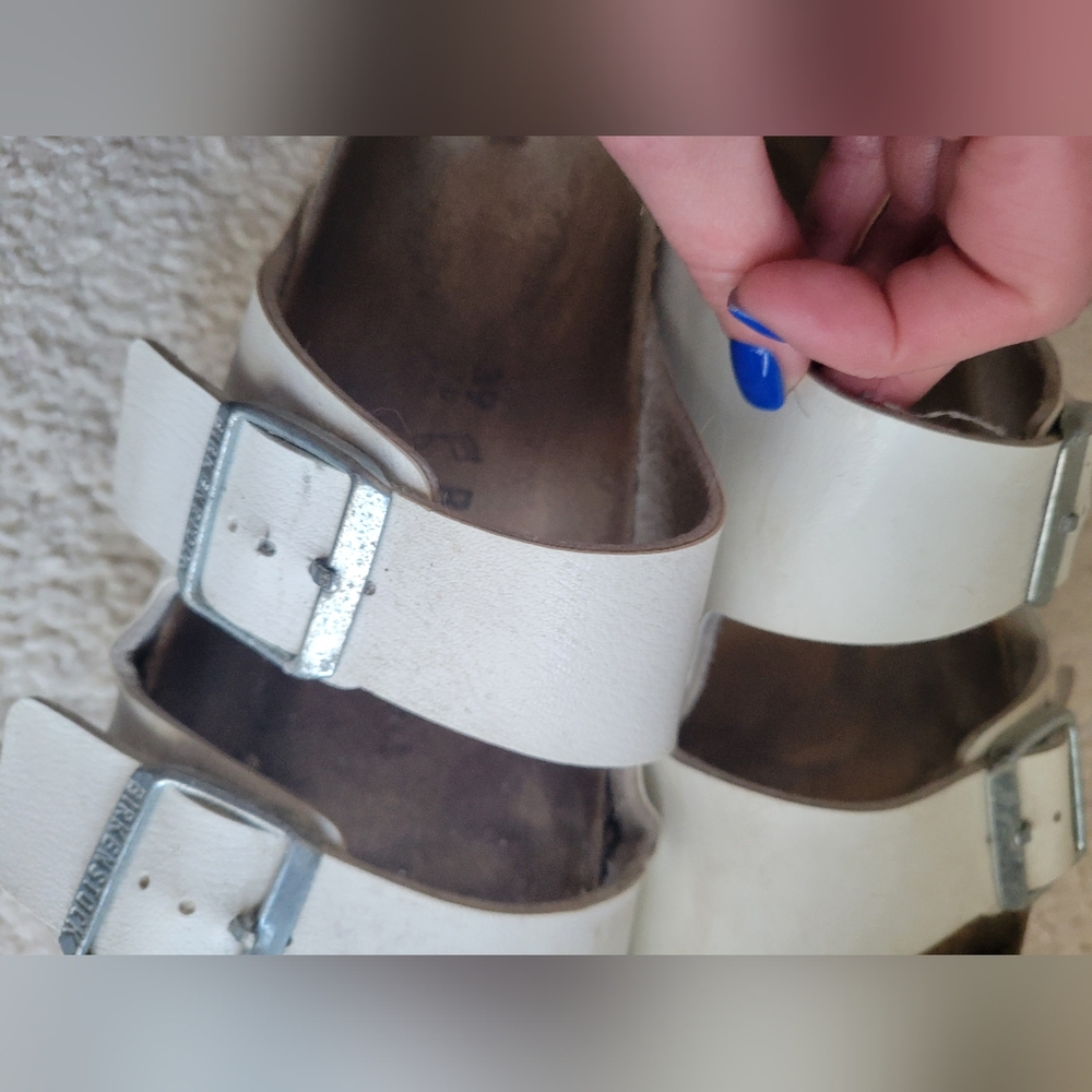 Birkenstock Arizona White Two-Strap Sandals Size 39 - Picture 6 of 8
